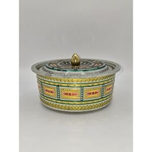 Vintage Ornate Light Green Punched Biscuit Tin Container Made In England